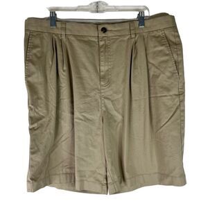 Adidas Shorts Men’s Tan Khaki Stretch Pleated 4 Pockets Golf Chino 40